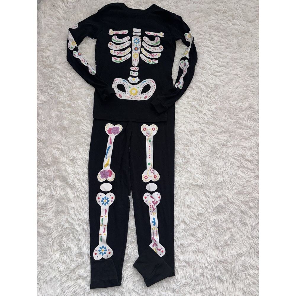 Sleepyheads Girls Sz. 12 Two Pc. Black Colorful Skeleton Pj Set. Cute, Exc. Cond
